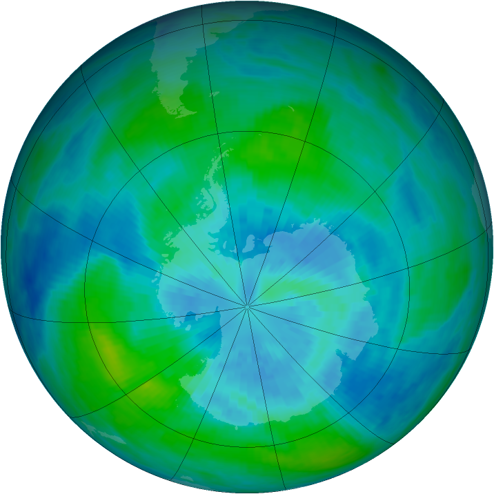 Antarctic ozone map for 24 March 1990